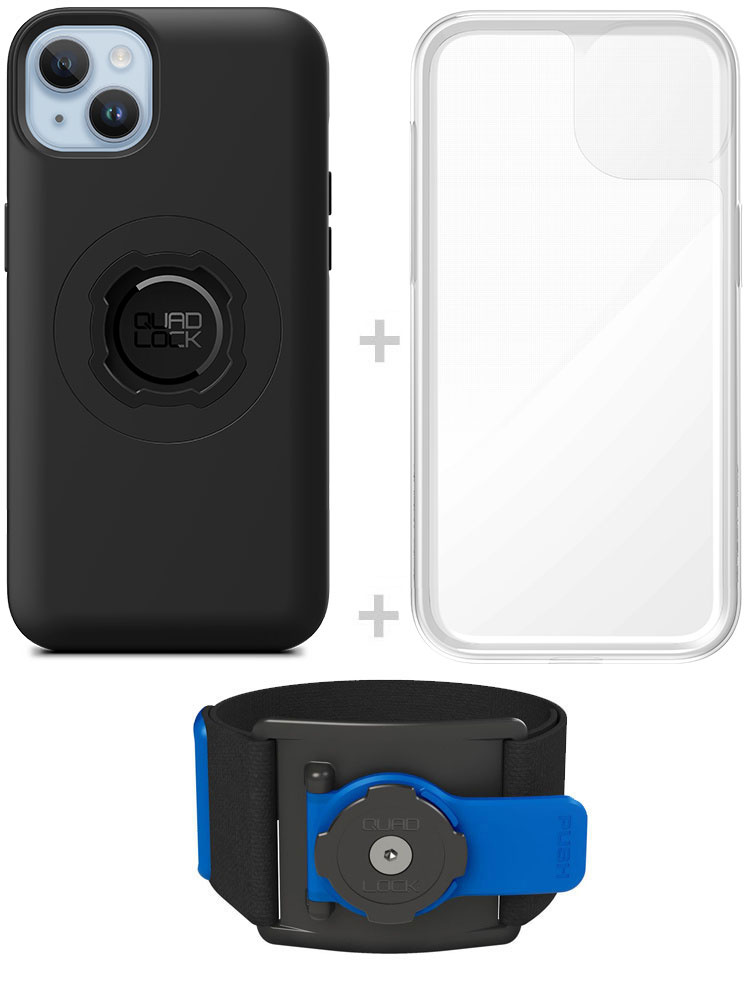 Zestaw do biegania: etui MAG na telefon iPhone 14 (magnetyczne), wodoodporny pokrowiec MAG oraz opaska sportowa Quad Lock