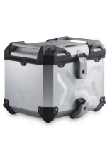 Zestaw: kufer centralny srebrny TRAX ADV + stelaż Adventure-rack SW-Motech Royal Enfield Himalayan 450 Rally (25-) [poj.: 38l]