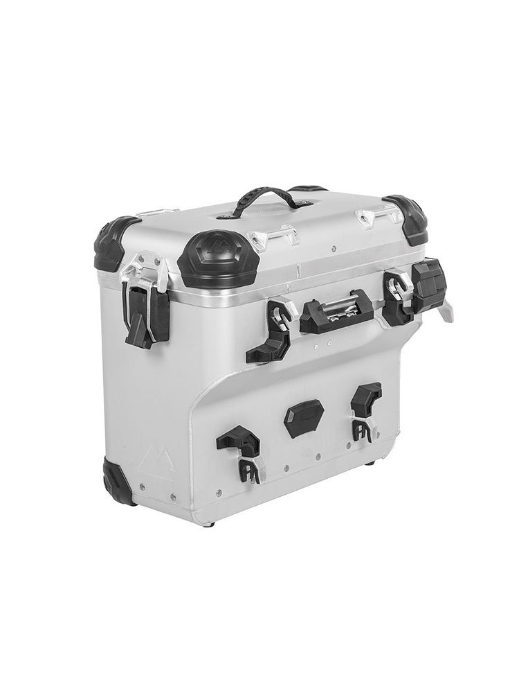 Zestaw: kufry boczne srebrne Zega Evo X + stelaże czarne Touratech KTM 890 Adventure/R, 790 Adventure/R (38/38L)