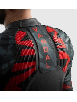 Kurtka motocyklowa skórzana Rebelhorn Vandal 2 czarno-szaro-czerwona