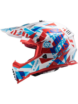Kask enduro LS2 MX437 Fast Evo Funky czerwono-biało-niebieski