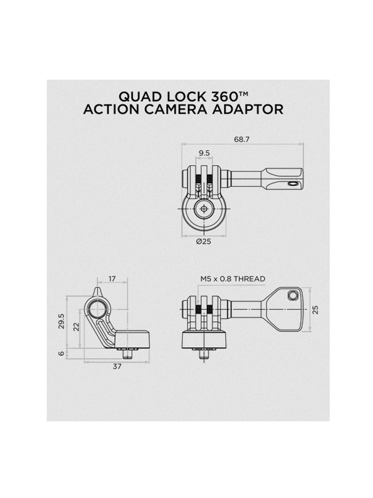 Głowica do kamer sportowych Quad Lock 360
