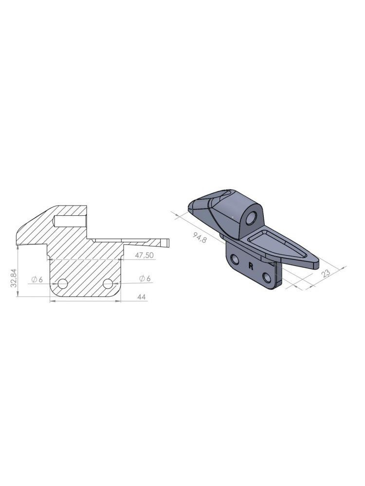 Adapter lusterek PUIG Hi-Tech do motocykli Yamaha z owiewką (prawy)