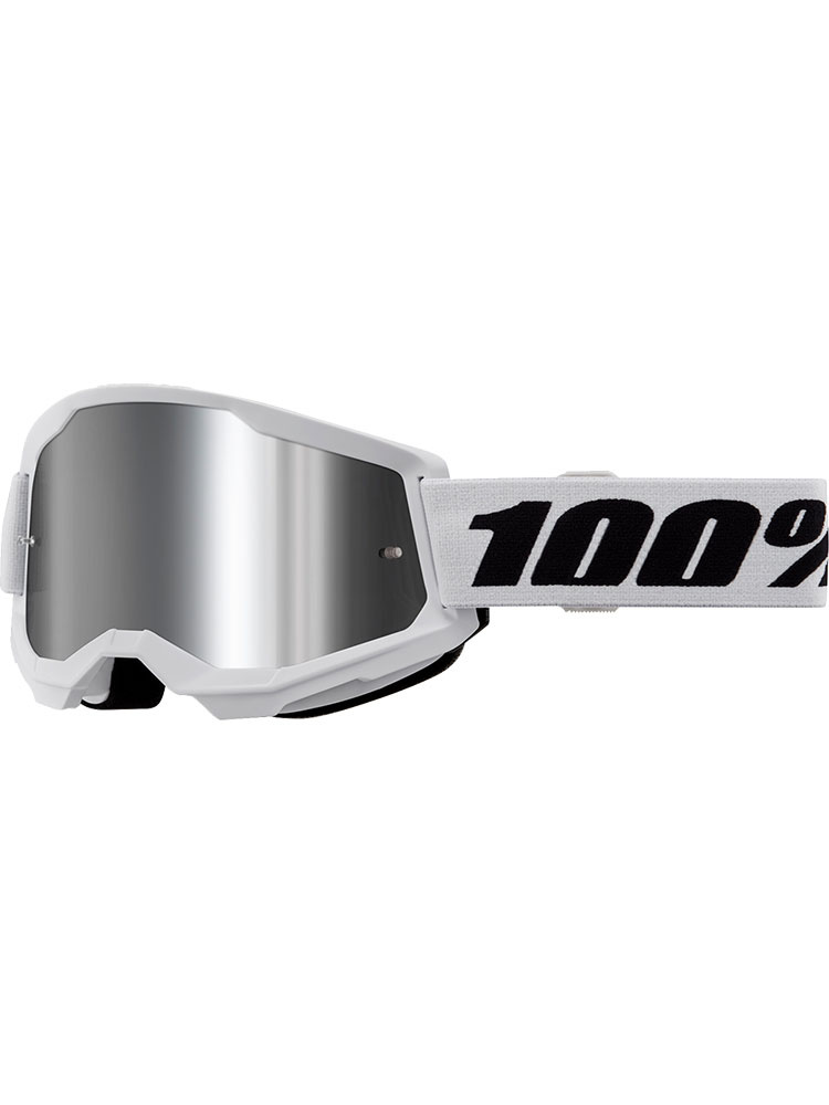 Gogle motocyklowe 100% Strata 2 z szybką lustrzaną biało-czarne