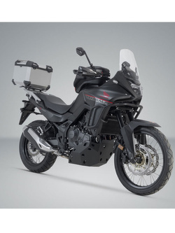 Zestaw: kufer centralny czarny TRAX ADV + stelaż Adventure-rack SW-Motech Suzuki V-Strom 800DE, V-Strom 800 (22-) [pojemność: 38 L]