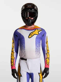 Bluza cross Alpinestars MX Fluid Drag biało-niebiesko-żółte