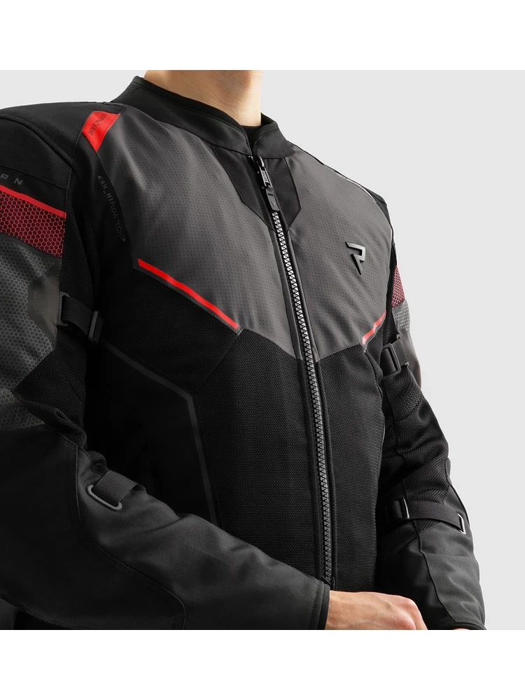 Kurtka motocyklowa tekstylna Rebelhorn Hiflow V czarno-szaro-czerwona