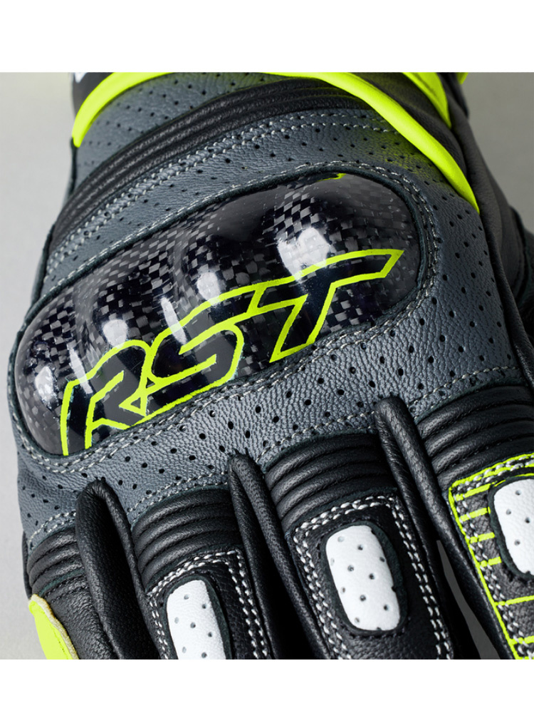 Rękawice motocyklowe skórzane RST Fulcrum czarno-żółte-fluo