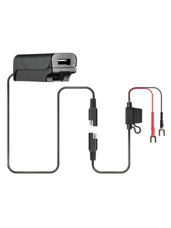 Podwójna, wodoodporna ładowarka USB Lampa Usb-Fix Trek z mocowaniem do kierownicy motocykla [szybkie ładowanie; 5400 mA; 12/24 V]