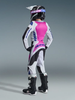 Spodnie cross dziecięce Alpinestars MX Fluid Grid czarno-szaro-fioletowe
