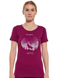 Koszulka termoaktywna damska z krótkim rękawem Brubeck Outdoor Wool Pro różowa