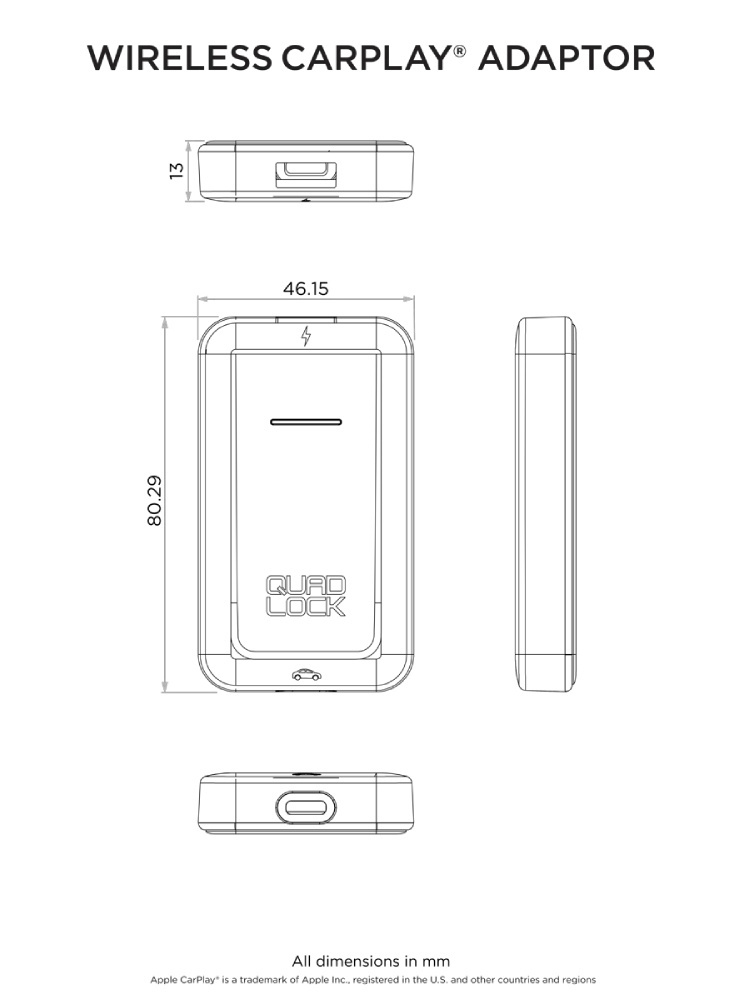 Bezprzewodowy adapter Quad Lock® CarPlay
