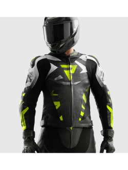 Kurtka motocyklowa skórzana Rebelhorn Inferno czarno-biało-żółta