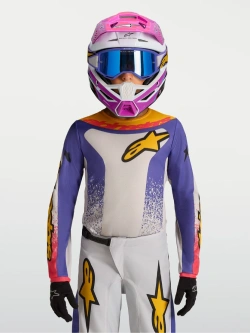 Bluza cross dziecięca Alpinestars MX Fluid Drag fioletowo-niebiesko-żółta