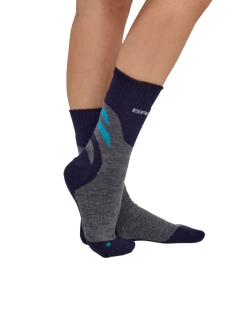 Skarpety termoaktywne damskie Brubeck Trekking Merino szaro-turkusowe