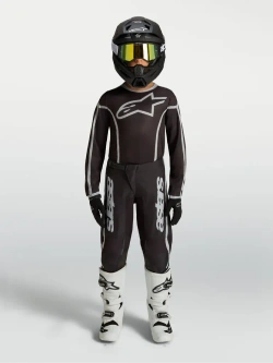Spodnie cross dziecięce Alpinestars MX Fluid Apex V2 czarno-srebrne