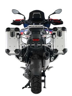 Zestaw: kufry boczne z anodowanego aluminium srebrne "And-S" Zega Evo + stelaże srebrne Touratech BMW R 1300 GS Adventure (24-) [31+31l]