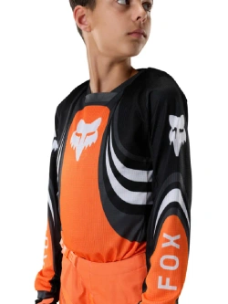Bluza enduro dziecięca Fox 180 Draft czarno-pomarańczowa