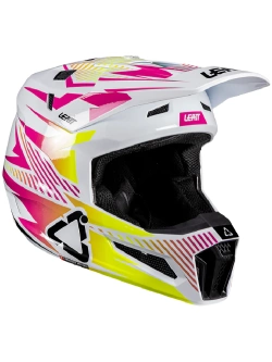 Kask enduro Leatt Moto 3.5 z goglami czarno-biało-żółtymi
