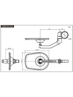 Lusterko motocyklowe Daytona D-Mirror-5 do montażu na końcu manetki czarne [adapter]