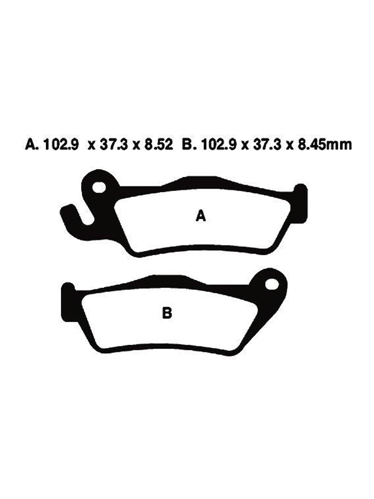 Klocki hamulcowe EBC FA438HH A. 102.9 x 37.3 x 8.52mm B. 102.9 x 37.3 x 8.45mm NA TYŁ