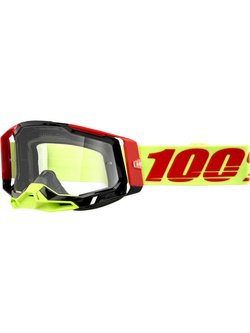 Gogle motocyklowe 100% Racecraft 2 Wiz z przezroczystą szybką, żółto-czerwono-czarne