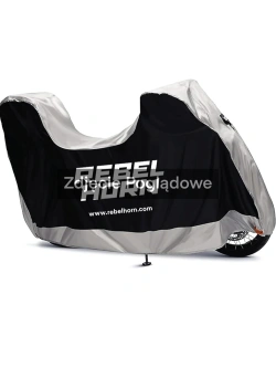 Pokrowiec na motocykl z miejscem na kufer centralny Rebelhorn Shelter czarno-srebrny