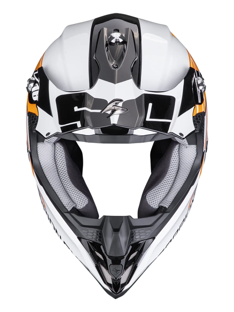 Kask enduro Scorpion VX-16 Evo Air Lignes czarno-pomarańczowy