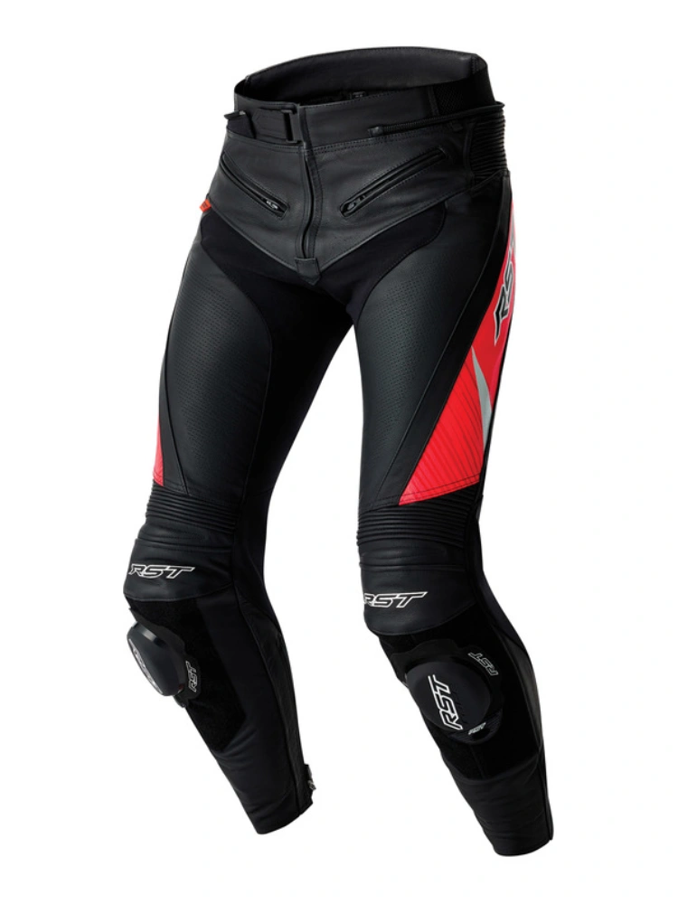 Spodnie motocyklowe skórzane RST Tractech Evo D3O czarno-czerwone