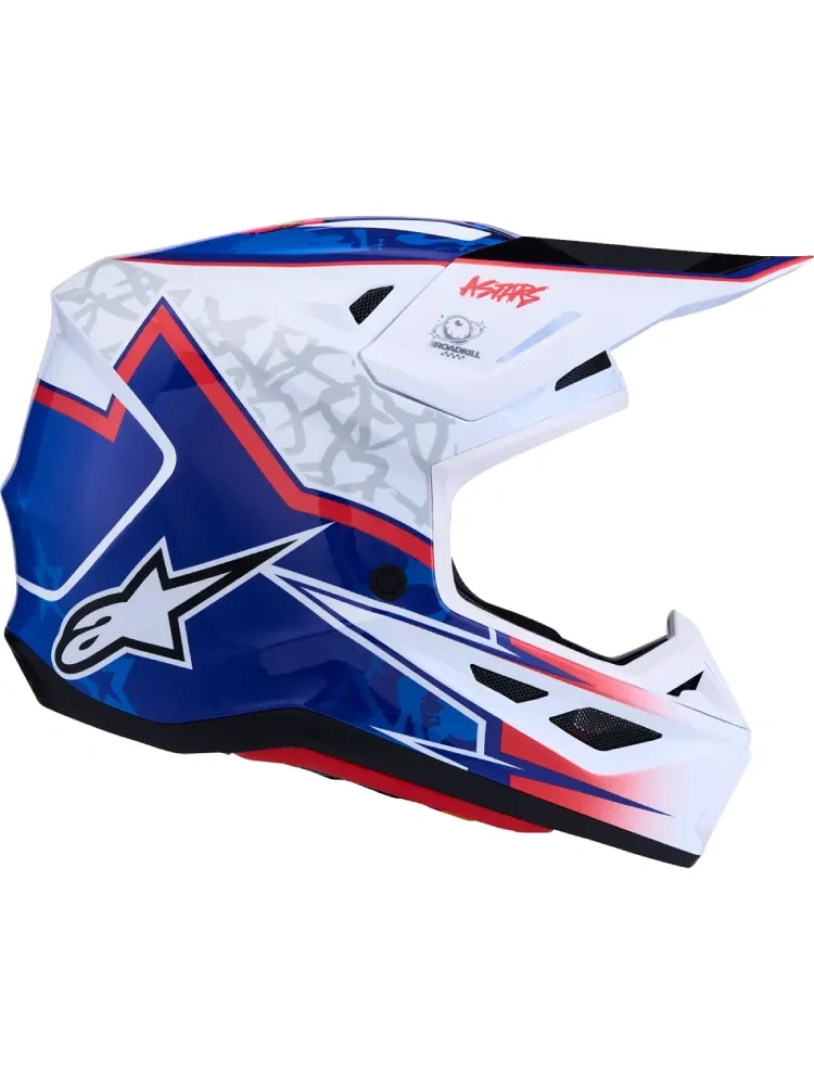 Kask enduro Alpinestars SM7 Blaster biało-niebiesko-czerwony połysk