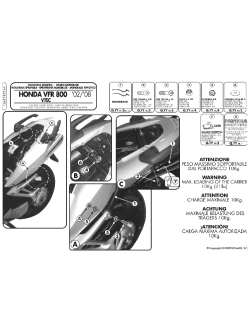 Stelaż pod kufer centralny Monokey, Monolock Kappa Honda VFR 800 VTEC (02-11) [bez płyty montażowej]