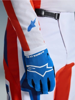 Spodnie cross Alpinestars MX Fluid Grid biało-pomarańczowo-niebieskie