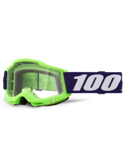 Gogle motocyklowe 100% Accuri 2 z przezroczystą szybką, granatowo-zielone