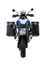 Zestaw: kufry boczne czarne Zega Evo X + stelaże srebne Touratech BMW F 900 GS (24-) [poj.: 38+38l]