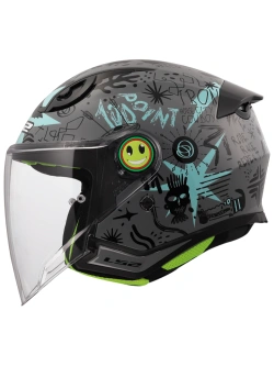 Kask dziecięcy otwarty LS2 OF622 Funny II Scribble czarno-niebieski