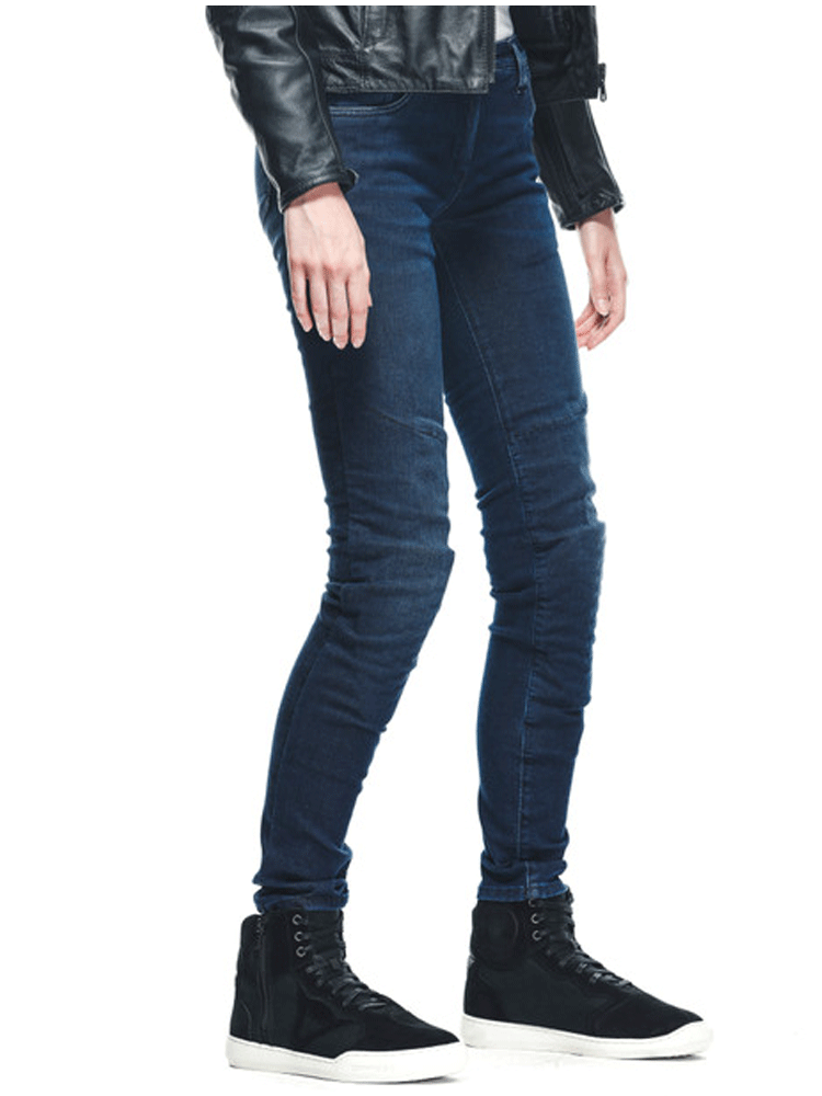 Jeansy motocyklowe damskie Dainese Denim Brushed Skinny Tex niebieskie