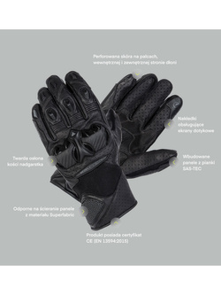 Rękawice motocyklowe damskie Rebelhorn Flux II czarno-fluo czerwone