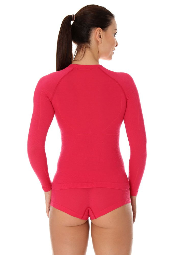 Koszulka damska Brubeck Active Wool z długim rękawem różowa