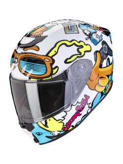 Kask integralny dziecięcy Scorpion EXO-JNR Air Fun biało-niebieski