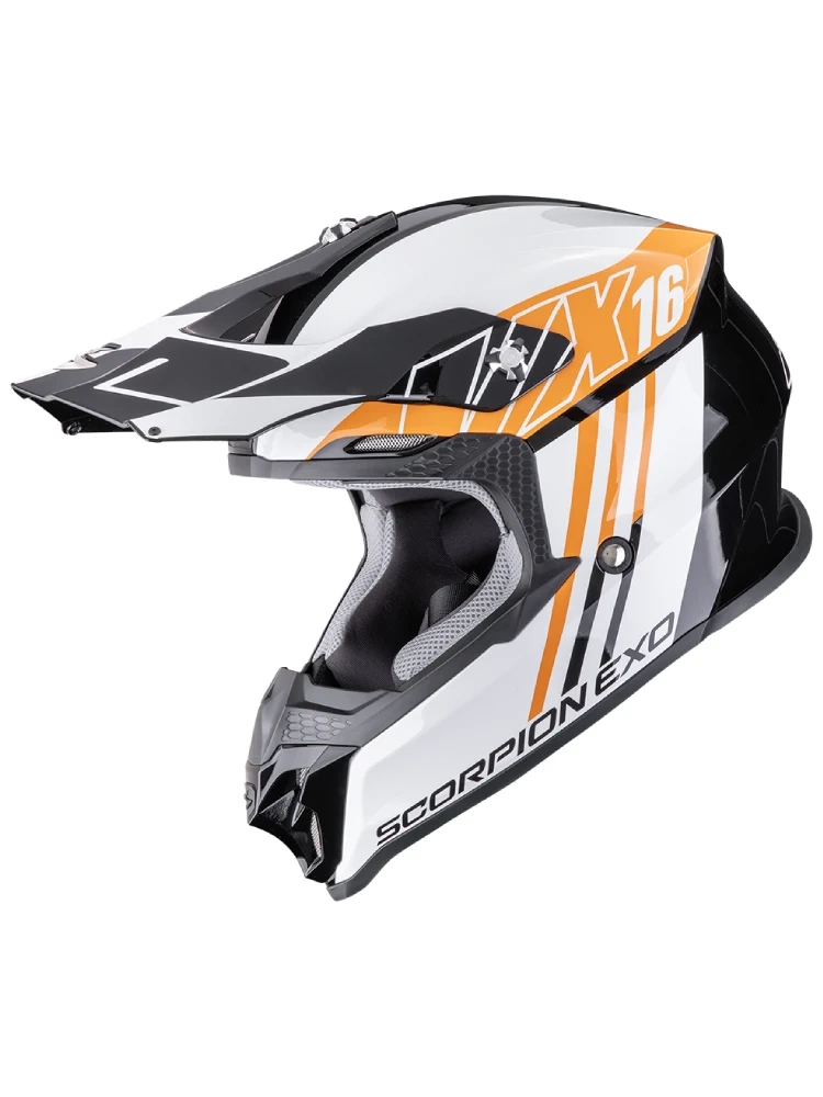 Kask enduro Scorpion VX-16 Evo Air Lignes czarno-pomarańczowy