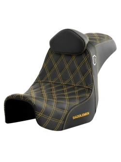 Kanapa motocyklowa dla kierowcy i pasażera z podparciem lędźwiowym Saddlemen SDC Performance Pro Series Gripper Harley Davidson FXD/ FXDWG/ FLD Dyna (wybrane modele) (06-17) czarno-złota