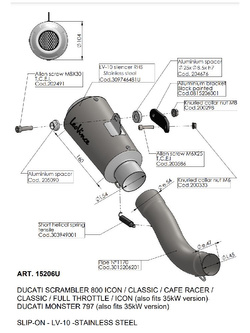 Tłumik motocyklowy LeoVince LV-10 Ducati Scrambler 800/ Cafe Racer/ Full Throttle/ Monster 797 (17-20)/ Scrambler 800 Icon/ Classic (15-20) [stal nierdzewna] 