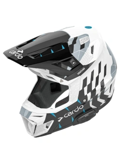 Kask enduro Cardo Venture czarno-biało-niebieski