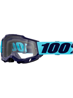 Gogle motocyklowe 100% Accuri 2 Vaulter z przezroczystą szybką, niebieskie