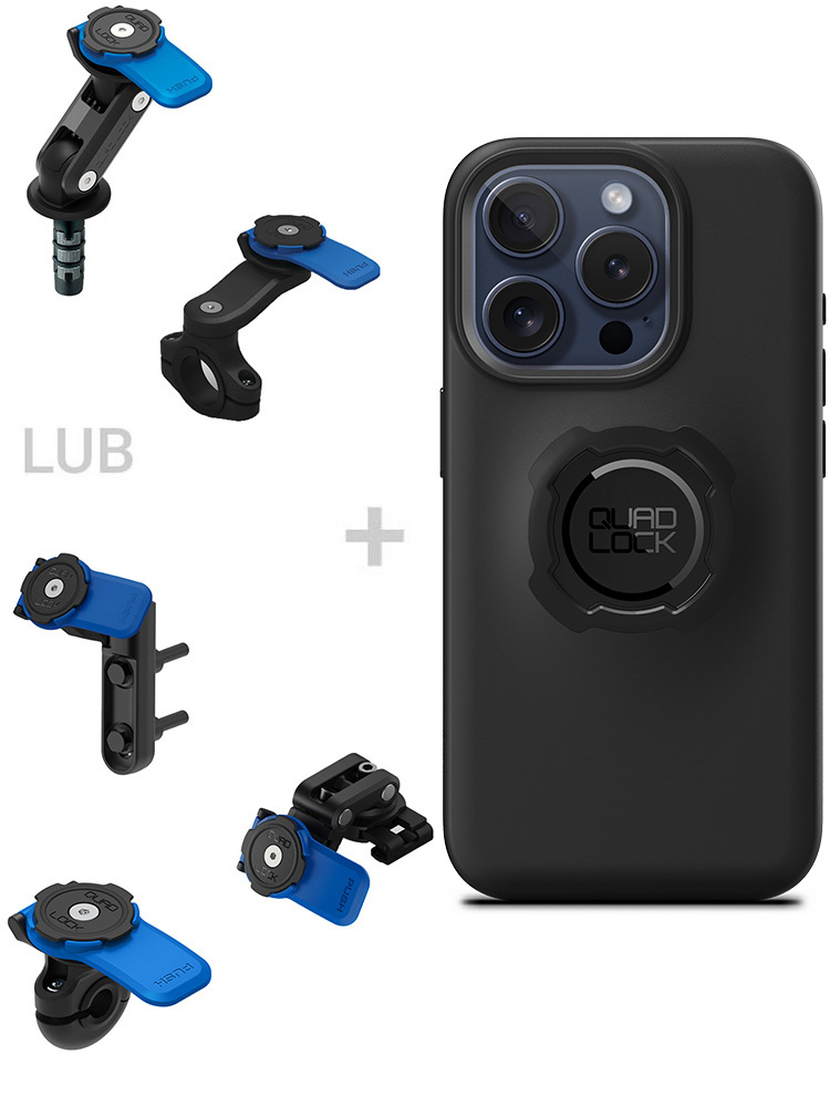 Zestaw na motocykl: etui na telefon iPhone 15 Pro + mocowanie Quad Lock