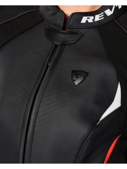 Kurtka motocyklowa damska skórzana REV’IT! Xena 4 biało-fluo czerwona