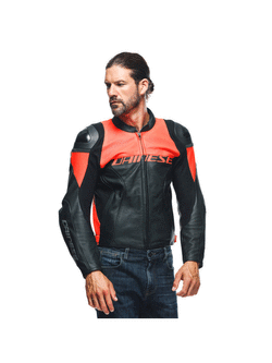 Kurtka motocyklowa skórzana Dainese Racing 4 perforowana czarno-czerwona