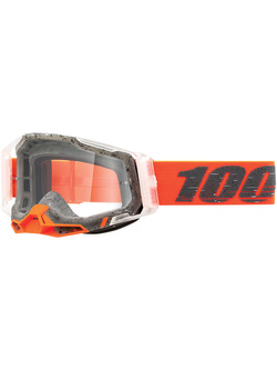 Gogle motocyklowe 100% Racecraft 2 Schrute z przezroczystą szybką, pomarańczowo-szare