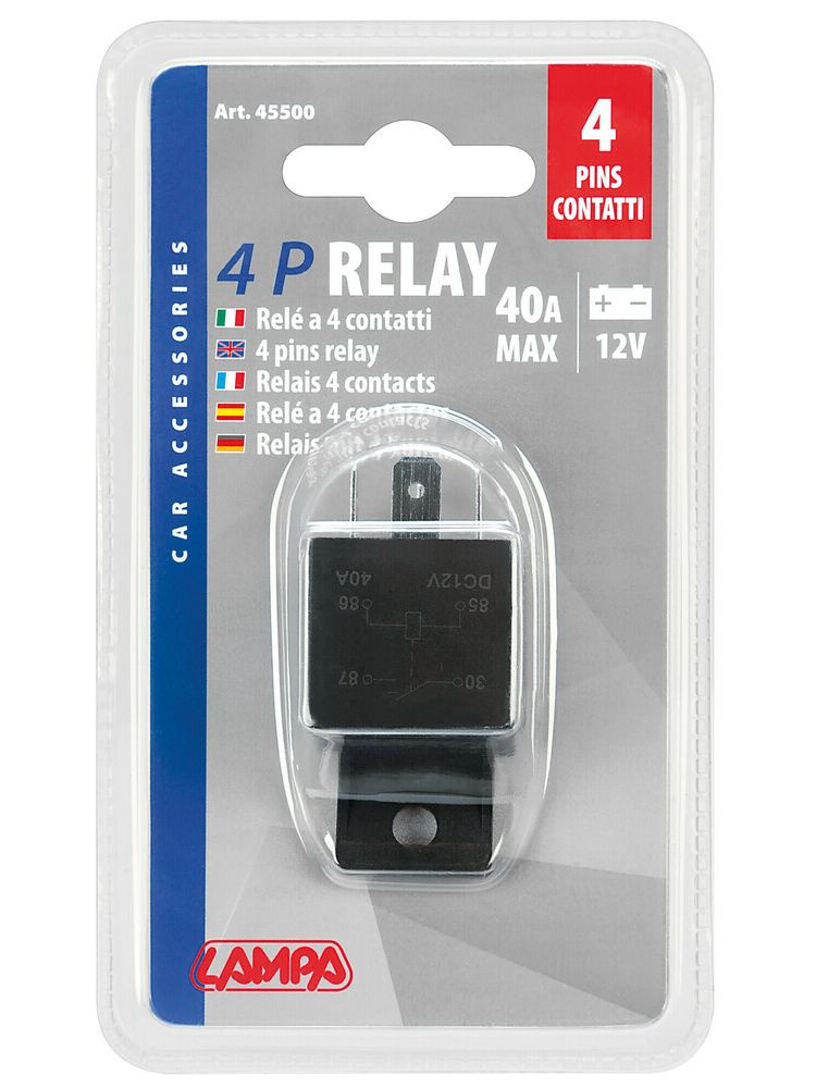 Uniwersalny przekaźnik Lampa 4 piny [12V-40A]
