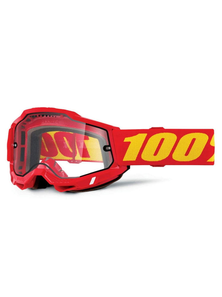 Gogle motocyklowe 100% Accuri 2 Enduro z szybką przezroczystą, czerwono-zółte